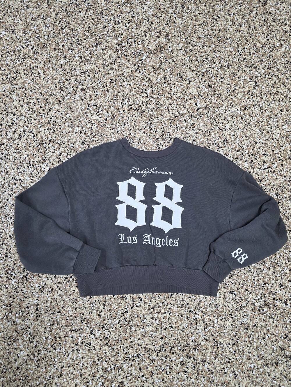 Los Angeles '88' Graphic Crewneck Cropped Sweatshirt Womens XL